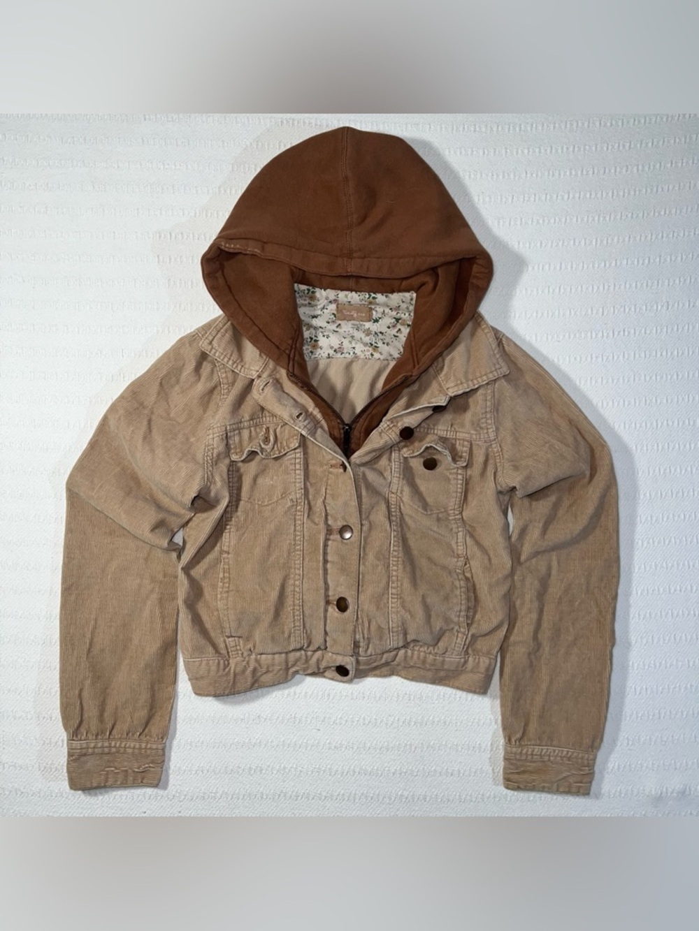 Vintage Forever 21 Y2K Womens Brown Tan Corduroy Layered Jacket Small 2000s